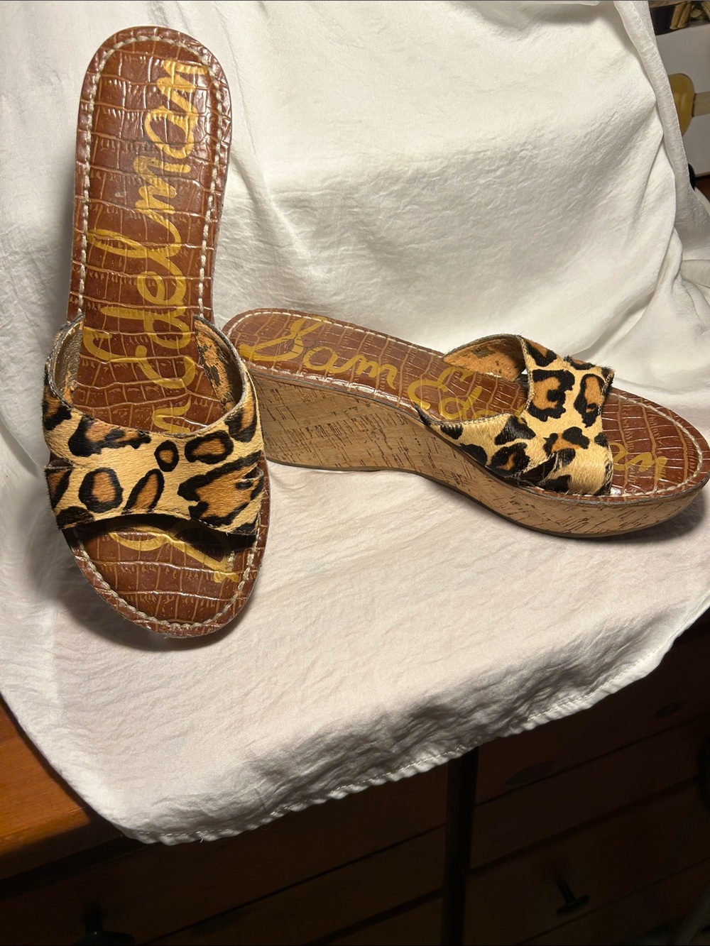 Sam Edelman Leopard-Print Cork Wedge Slide Sandals - Brown/Black